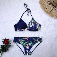 Load image into Gallery viewer, Women Bikini Set Push Up Female Swimsuit Swimwear Swim Two Piece Brazilian Bathing Suit Large Plus Size Women's Twist Front High Waist Bikini Swimsuit Drawstring Tie Side Bottom Two Piece Bathing Suit
