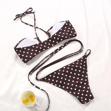 Load image into Gallery viewer, Women Bikini Set Solid Color Swimsuit Women Two Piece Swimsuit Swimwear Halter String Triangle Bikini Sets Women Hollow Out Bikinis String Swimwear Women Adjustable Bathing Suit
