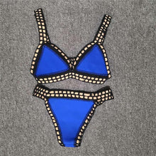 Load image into Gallery viewer, Women Bikini Set Swimwear Beachwear  Low Waist Handmade Knit Swimsuit Female Bathing Suit Swimming Suit Women's Halter Sliding Triangle Bikini Sets Charming Tie Side Bathing Suit
