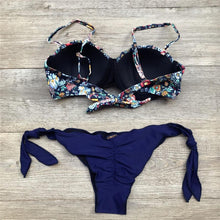 Load image into Gallery viewer, Women Bikini Swimsuit Bandage Floral Print Swimwear Split Bathing Suit Swimsuit Women Two 2 Piece Split Swimsuit  Bandage  Bikini Sets Halter Tops Bottoms Strapless Swimwear

