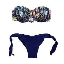 Load image into Gallery viewer, Women Bikini Swimsuit Bandage Floral Print Swimwear Split Bathing Suit Swimsuit Women Two 2 Piece Split Swimsuit  Bandage  Bikini Sets Halter Tops Bottoms Strapless Swimwear
