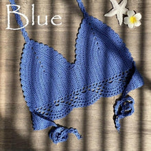 Load image into Gallery viewer, Women Bikinis Knitted Cotton Swimsuit Women Swimwear Women Bra And Bottom Black Knitted Bikini Top Summer Beach Breast Wrap Handmade Crop Top And Bottom Summer Bathing Suit Fashion Beachwear
