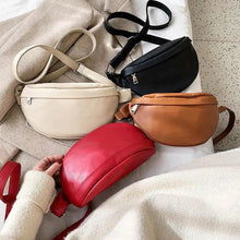 Load image into Gallery viewer, Women Black PU Leather Chest Luxurious Bags Fashionable Crossbody Waist Purse Unisex Fanny Bag Modern Traveling Bag

