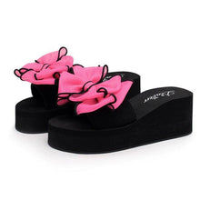 Load image into Gallery viewer, Women Bow Summer Sandals Slipper Indoor Outdoor Beach Shoes Slide Sandals For Women Knotted Bow Flat Footbed Sandals Open Toe Casual Summer Slide
