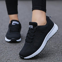 Load image into Gallery viewer, Women Casual Fashion Breathable Walking Mesh Flat Shoes White Sneakers Summer New Fashion Women's Vulcanized Running Sneakers Walking Tennis Shoes
