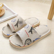Load image into Gallery viewer, Women Casual Floral Home Slippers Soft Non-slip Foam Bottom Slippers Spring Autumn Indoor Couple Linen Slipper Flip Flops Slides Slip-On Indoor Slippers For Women Soft Womens Flannel Home Bedroom Slippers
