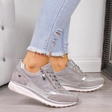 Load image into Gallery viewer, Women Casual Shoes New Fashion Flat Shoes Zipper Lace Up Comfortable Sneakers Female Vulcanized Shoes Womens Platform Slip-on High Top Sneakers Round Toe Thick Sole
