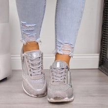 Load image into Gallery viewer, Women Casual Shoes New Fashion Flat Shoes Zipper Lace Up Comfortable Sneakers Female Vulcanized Shoes Womens Platform Slip-on High Top Sneakers Round Toe Thick Sole

