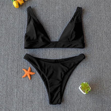 Load image into Gallery viewer, Women Charming Bikini Swimsuit Women Push Up Swimwear Two Piece Bikini Set Solid Color Bathing Suit Swim Suit Female Women Two Piece Bikini Swimsuit Halter Twist Front Bathing Suit Swimwear
