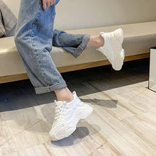 Load image into Gallery viewer, Women Chunky Sneakers Casual Vulcanized Woman High Platform Sneakers Lace Up White Sneakers White Shoes Autumn Winter Fashion Platform High Quality Sneakers
