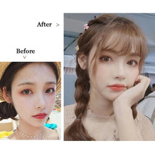 Load image into Gallery viewer, Women Clip In Hair Bangs Hairpiece Synthetic Fake Hair Piece Clip In Hair Extensions Front Natural Flat Neat Fringe Bangs With Temples For Women One Piece Hairpiece
