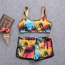 Load image into Gallery viewer, Women Crop Top Swimsuit High Waist Shorts Floral Bikini Beach Swimwear Beachwear New  Women's Halter High Waist Bikini Two Piece Swimsuits Matching Soft Bathing Suits
