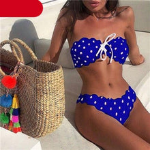 Load image into Gallery viewer, Women Dot Bikini Women Two Piece Swimsuit Women's Bikini Set Swimsuit Micro Strapless 2 Piece Bathing Suit Tie Side Bikini Bottoms Push Up Swimwear Bathing Suit Beach Wear Swimming Suit
