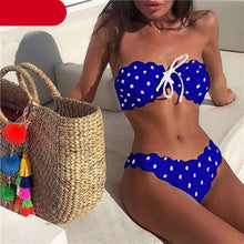 Load image into Gallery viewer, Women Dot Bikini Women Two Piece Swimsuit Women's Bikini Set Swimsuit Micro Strapless 2 Piece Bathing Suit Tie Side Bikini Bottoms Push Up Swimwear Bathing Suit Beach Wear Swimming Suit
