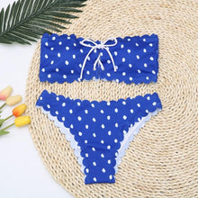 Load image into Gallery viewer, Women Dot Bikini Women Two Piece Swimsuit Women's Bikini Set Swimsuit Micro Strapless 2 Piece Bathing Suit Tie Side Bikini Bottoms Push Up Swimwear Bathing Suit Beach Wear Swimming Suit
