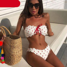 Load image into Gallery viewer, Women Dot Bikini Women Two Piece Swimsuit Women's Bikini Set Swimsuit Micro Strapless 2 Piece Bathing Suit Tie Side Bikini Bottoms Push Up Swimwear Bathing Suit Beach Wear Swimming Suit
