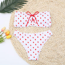 Load image into Gallery viewer, Women Dot Bikini Women Two Piece Swimsuit Women's Bikini Set Swimsuit Micro Strapless 2 Piece Bathing Suit Tie Side Bikini Bottoms Push Up Swimwear Bathing Suit Beach Wear Swimming Suit
