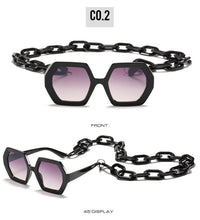 Load image into Gallery viewer, Women Elegant Design Sunglasses Stylish Fashionable Square Shape Sunglasses For Women Latest Unique Chain Style Sun Glasses For Female New Different Shades Large Frame Eyewear
