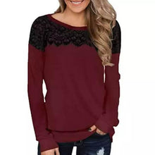 Load image into Gallery viewer, Women Fashion Black Lace Top Long Sleeve Elegant Casual Sweatshirt Blouse
