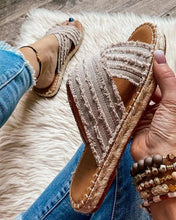 Load image into Gallery viewer, Women Flat Flip Flops New Open Toe Summer Beach Shoes Casual Slides Cross Design Sandals Knotted Flat Footbed Sandals For Ladies Open Toe Casual Summer Slide Sandals
