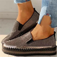 Load image into Gallery viewer, Women Flat Glitter Espadrilles Casual Female Mesh Lace Up Platform Comfortable Vulcanized Shoes Unisex Flat Memory Foam Cushioned Insole Casual Slip-On Loafers Shoes
