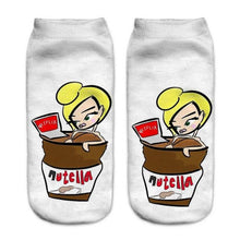 Load image into Gallery viewer, Women Funny Cute 3D Print Foods White Nutella Character Socks Unisex Happy Breathable Cotton Cartoon Donuts Biscuit Dessert Gift Socks For Men And Women
