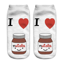 Load image into Gallery viewer, Women Funny Cute 3D Print Foods White Nutella Character Socks Unisex Happy Breathable Cotton Cartoon Donuts Biscuit Dessert Gift Socks For Men And Women
