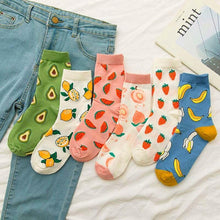 Load image into Gallery viewer, Women Funny Socks Spring Autumn Cartoon Socks Avocado Lemon Watermelon Peach Strawberry Banana Casual Socks Combed Out Of Cotton Soft Socks For Men And Women
