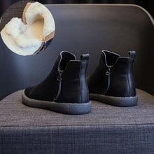 Load image into Gallery viewer, Women Genuine Leather Ankle Boots Warm Fur Waterproof Slip On Super Comfortable Booties Autumn Winter Shoes Keep Warm Anti-Slip Soft Sole Warm Fur Lined Winter Ankle Booties
