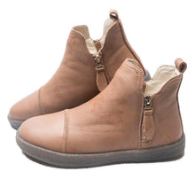 Load image into Gallery viewer, Women Genuine Leather Ankle Boots Warm Fur Waterproof Slip On Super Comfortable Booties Autumn Winter Shoes Keep Warm Anti-Slip Soft Sole Warm Fur Lined Winter Ankle Booties
