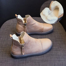 Load image into Gallery viewer, Women Genuine Leather Ankle Boots Warm Fur Waterproof Slip On Super Comfortable Booties Autumn Winter Shoes Keep Warm Anti-Slip Soft Sole Warm Fur Lined Winter Ankle Booties
