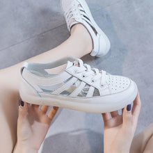 Load image into Gallery viewer, Women Genuine Leather Sneakers Summer White Lacing Flat Woman Casual mfortable Casual Everyday Walking Fashion Outdoor Sneakers
