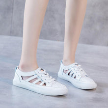 Load image into Gallery viewer, Women Genuine Leather Sneakers Summer White Lacing Flat Woman Casual mfortable Casual Everyday Walking Fashion Outdoor Sneakers
