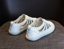 Load image into Gallery viewer, Women Genuine Leather Sneakers Summer White Lacing Flat Woman Casual mfortable Casual Everyday Walking Fashion Outdoor Sneakers
