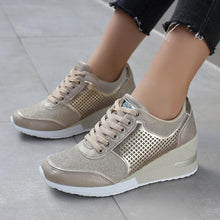 Load image into Gallery viewer, Women Height Increasing Walking Jogging Sneakers Gold Silver Sport Running Women's Lightweight Casual Everyday Walking Fashion High Heels Comfortable Sneakers
