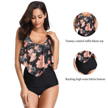 Load image into Gallery viewer, Women High Waist Bikini Plus Size Swimwear Summer Swimsuit Beach Bathing Suit Ruffle Bikini  Floral Printed Ruffle High Waist Bikini Set Women's Tummy Control Bathing Suit Swimsuit Flounce Peplum
