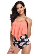 Load image into Gallery viewer, Women High Waist Bikini Plus Size Swimwear Summer Swimsuit Beach Bathing Suit Ruffle Bikini  Floral Printed Ruffle High Waist Bikini Set Women's Tummy Control Bathing Suit Swimsuit Flounce Peplum
