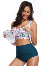 Load image into Gallery viewer, Women High Waist Bikini Plus Size Swimwear Summer Swimsuit Beach Bathing Suit Ruffle Bikini  Floral Printed Ruffle High Waist Bikini Set Women's Tummy Control Bathing Suit Swimsuit Flounce Peplum
