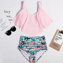 Load image into Gallery viewer, Women High Waist Bikini Plus Size Swimwear Summer Swimsuit Beach Bathing Suit Ruffle Bikini  Floral Printed Ruffle High Waist Bikini Set Women's Tummy Control Bathing Suit Swimsuit Flounce Peplum

