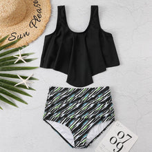 Load image into Gallery viewer, Women High Waist Bikini Plus Size Swimwear Summer Swimsuit Beach Bathing Suit Ruffle Bikini  Floral Printed Ruffle High Waist Bikini Set Women's Tummy Control Bathing Suit Swimsuit Flounce Peplum
