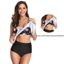 Load image into Gallery viewer, Women High Waist Bikini Plus Size Swimwear Summer Swimsuit Beach Bathing Suit Ruffle Bikini  Floral Printed Ruffle High Waist Bikini Set Women's Tummy Control Bathing Suit Swimsuit Flounce Peplum
