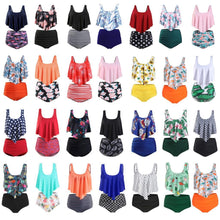 Load image into Gallery viewer, Women High Waist Bikini Plus Size Swimwear Summer Swimsuit Beach Bathing Suit Ruffle Bikini  Floral Printed Ruffle High Waist Bikini Set Women's Tummy Control Bathing Suit Swimsuit Flounce Peplum
