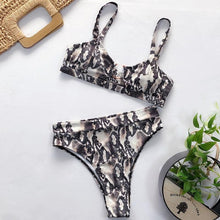 Load image into Gallery viewer, Women High Waist Bikini Swimsuit Swimwear Female Women Metal Ring Cross Bandage Bikini Set Swimsuit Two Piece Cutout Tie Back Bathing Suit Thong Bikini Set Bathing Suit Bather
