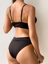 Load image into Gallery viewer, Women High Waist Bikini Swimsuit Swimwear Female Women Metal Ring Cross Bandage Bikini Set Swimsuit Two Piece Cutout Tie Back Bathing Suit Thong Bikini Set Bathing Suit Bather

