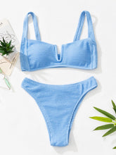 Load image into Gallery viewer, Women High Waist Bikini Swimsuit Swimwear Female Women Metal Ring Cross Bandage Bikini Set Swimsuit Two Piece Cutout Tie Back Bathing Suit Thong Bikini Set Bathing Suit Bather
