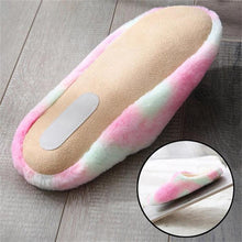 Load image into Gallery viewer, Women Home Slippers With Faux Fur Flats Heel Winter Shoes Keep Warm Shoes For Woman Rainbow Faux Fur Warm Memory Foam Slippers Suede Slip-on Cozy House Shoes Non-Slip Sole
