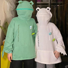 Load image into Gallery viewer, Women Hoodie Frog Pullover Winter Sense Hooded Casual Sweatshirts Autumn Embroidery Loose Hoodies Pullover Casual Creativity Sweatshirt Loose Solid Long Sleeve Tops With Pocket
