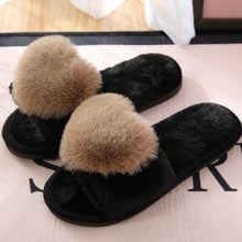Load image into Gallery viewer, Women Indoor Warm Home Slippers Bedroom Cute Heart Pattern Non-slip Soft Comfort Plush House Heart Slippers Women Cute Fluffy Soft Sole Plush For House Indoor Outdoor Memory Foam Open Toe Slippers
