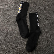 Load image into Gallery viewer, Women Korea Funny Socks Long Socks Black Cool Socks Harajuku GD Hip Hop Cotton Skateboard Socks Men New Trend Daisy Socks Men

