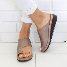 Load image into Gallery viewer, Women Leather Shoes Comfy Platform Flat Sole Ladies Casual Soft Big Toe Foot Sandal Walking Strappy Slides Sandals Open Toe Summer Shoes With Arch Support
